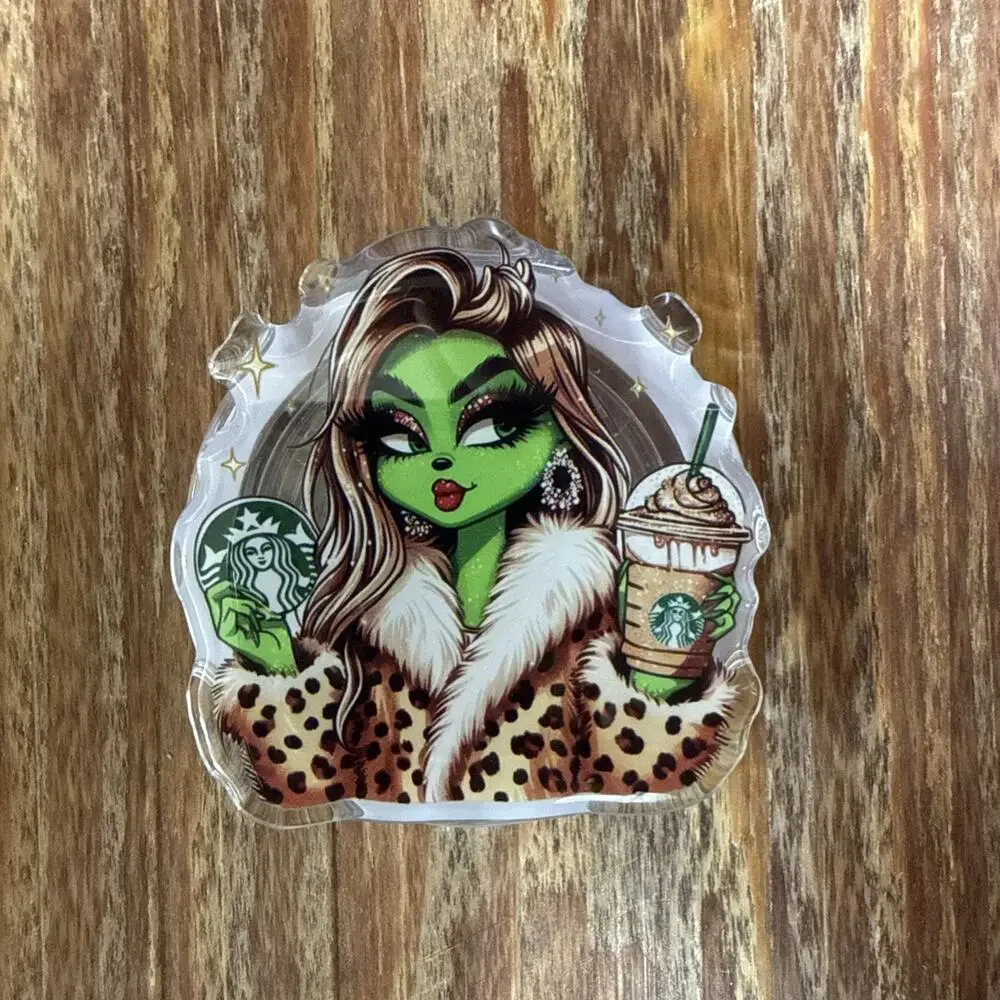 Magnetic Starbucks Grinch Girl Pop Up Phone Grip